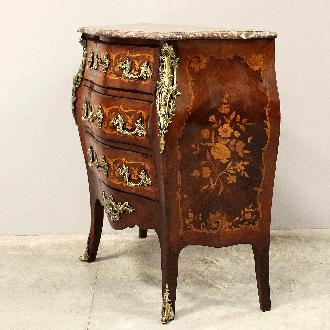 Napoleon III chest of drawers inlaid 19th century 6