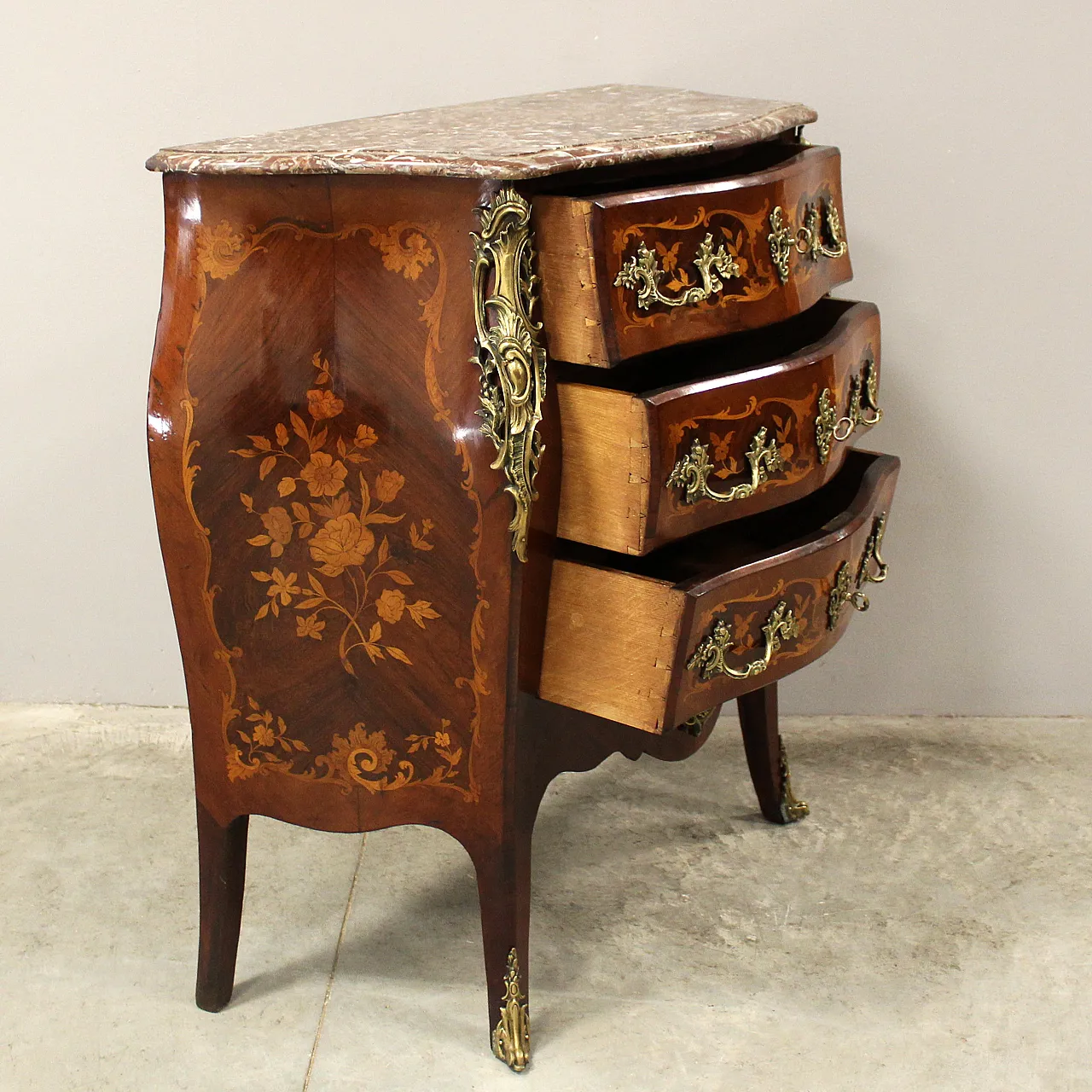 Napoleon III chest of drawers inlaid 19th century 7