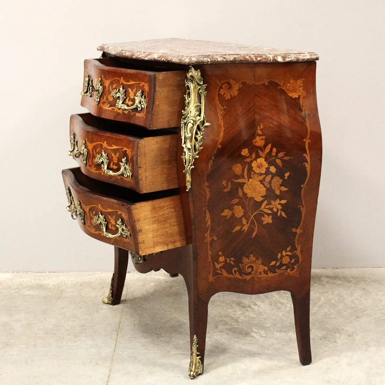Napoleon III chest of drawers inlaid 19th century 8