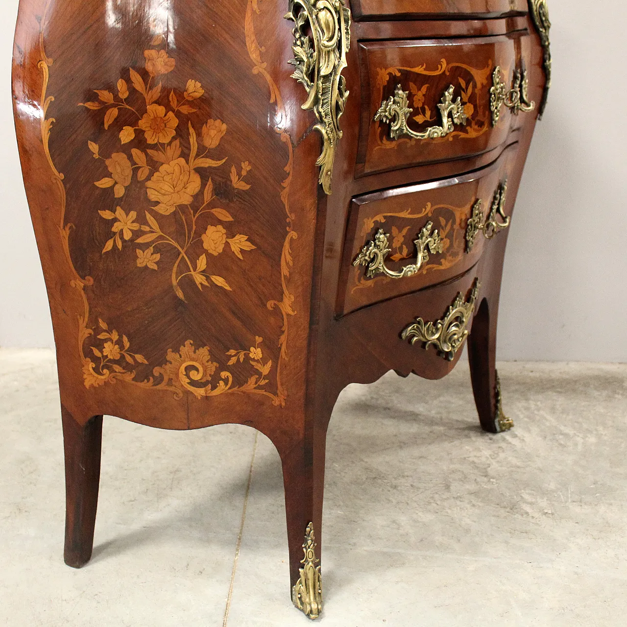 Napoleon III chest of drawers inlaid 19th century 11