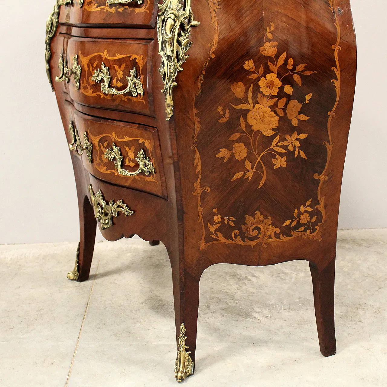 Napoleon III chest of drawers inlaid 19th century 12