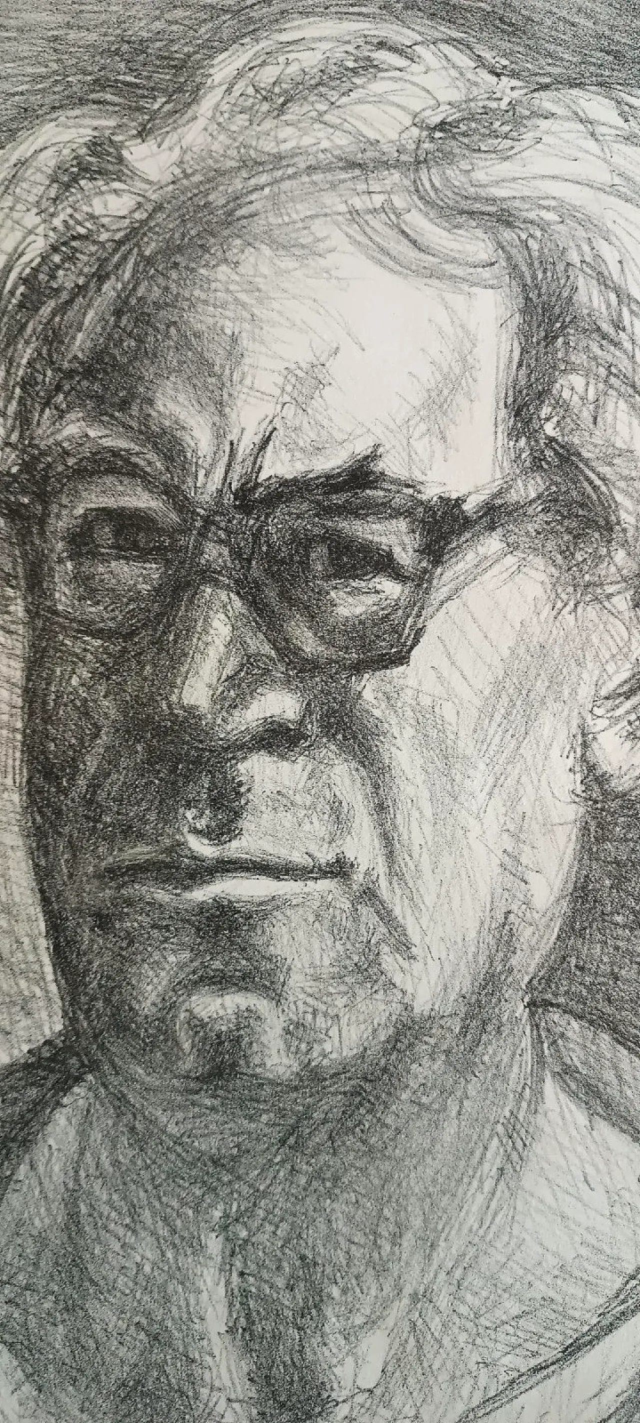 Portrait of Erich Fromm, pencil drawing by Giovanni March,20th century 4