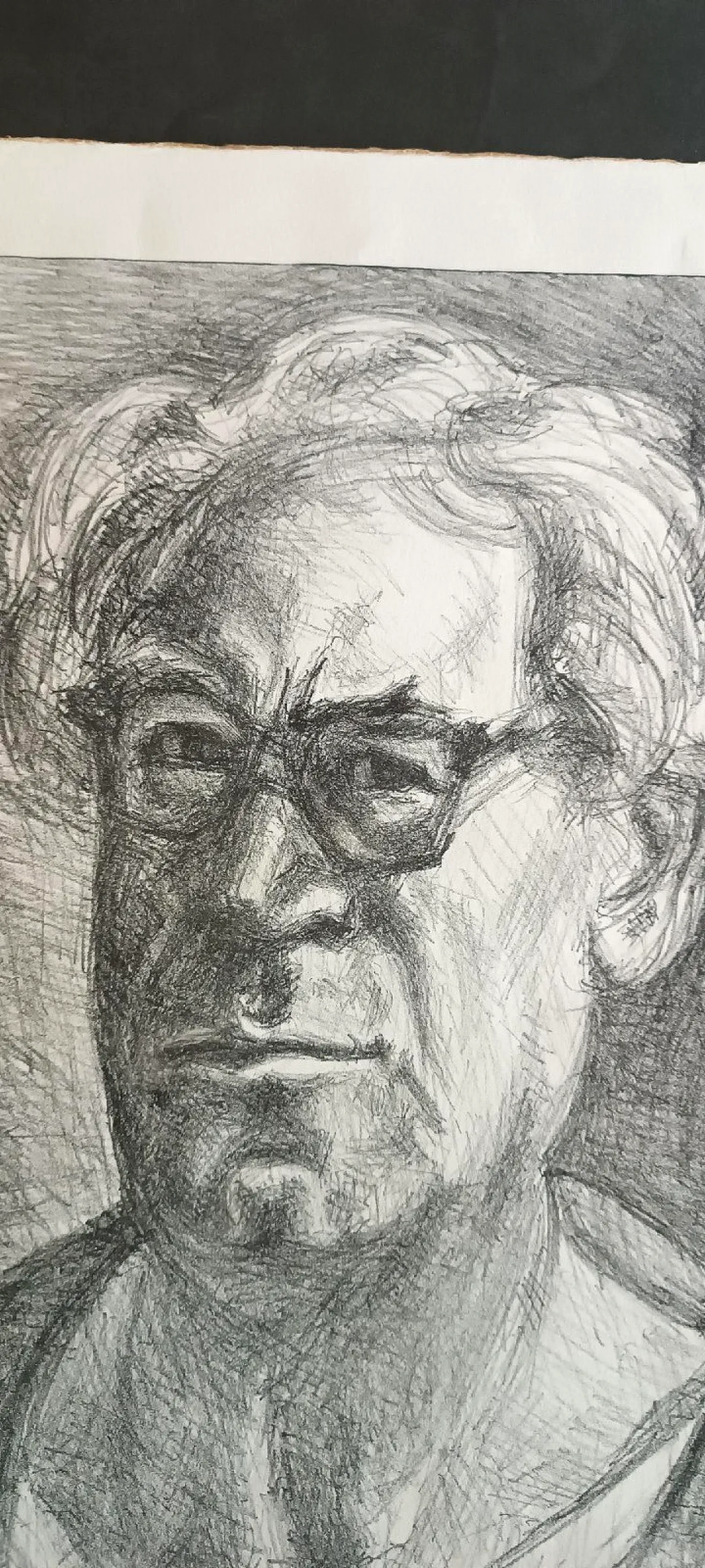 Portrait of Erich Fromm, pencil drawing by Giovanni March,20th century 7
