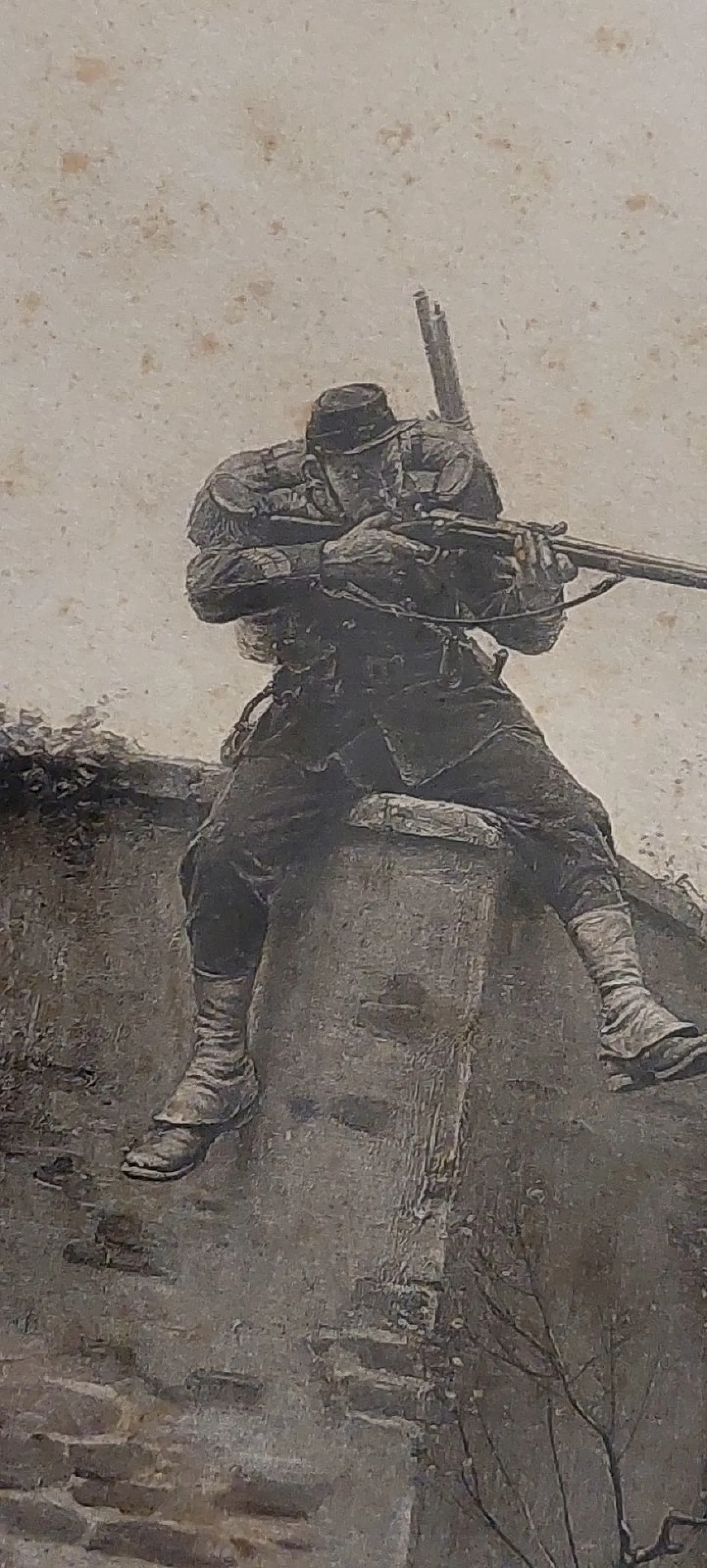 Cornice in pastiglia dorata con stampa di soldato, primo '900 11