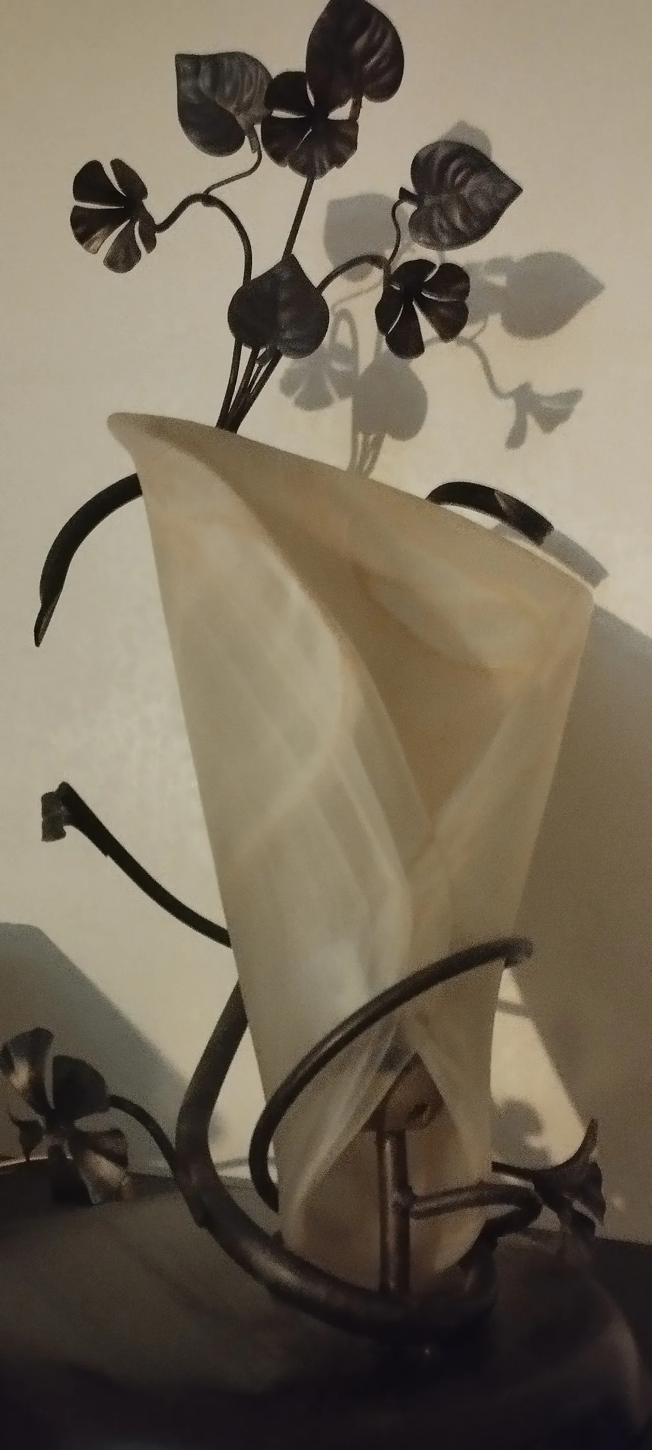 Lamp in wrought iron and blown glass, 90s 3