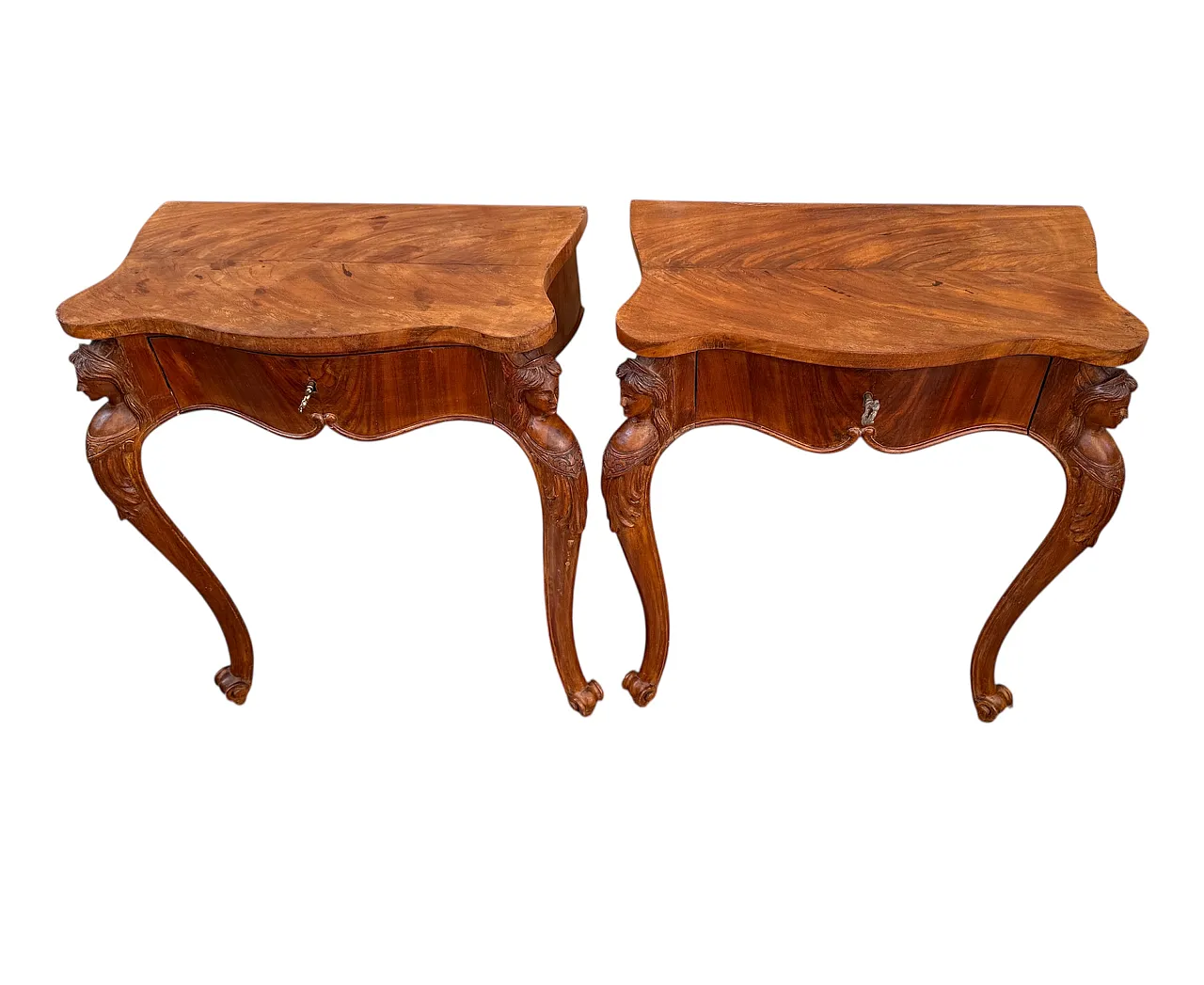 Pair of Louis XV Style Wall Bedside Tables, early 20th c. 2