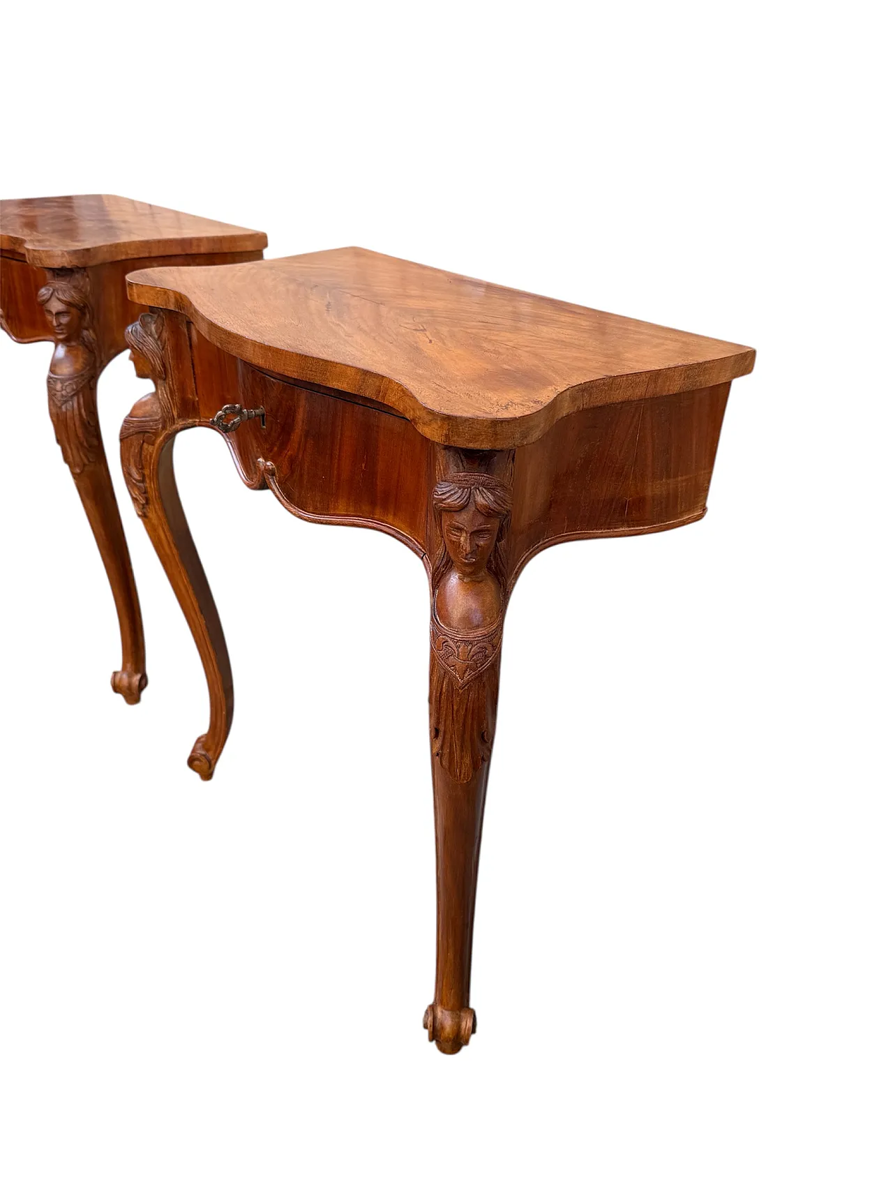 Pair of Louis XV Style Wall Bedside Tables, early 20th c. 6