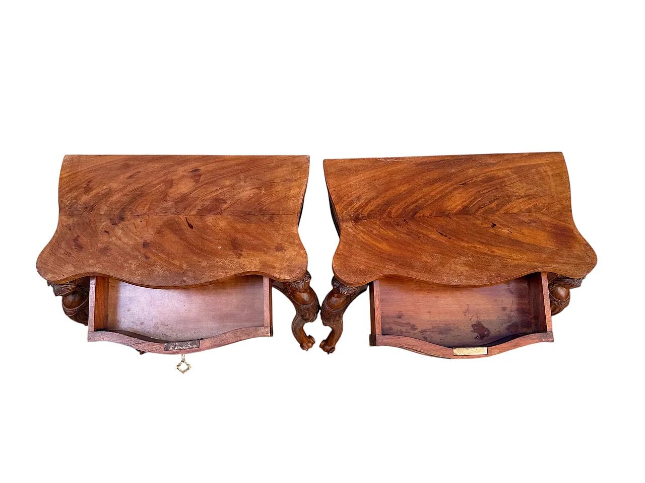 Pair of Louis XV Style Wall Bedside Tables, early 20th c. 10