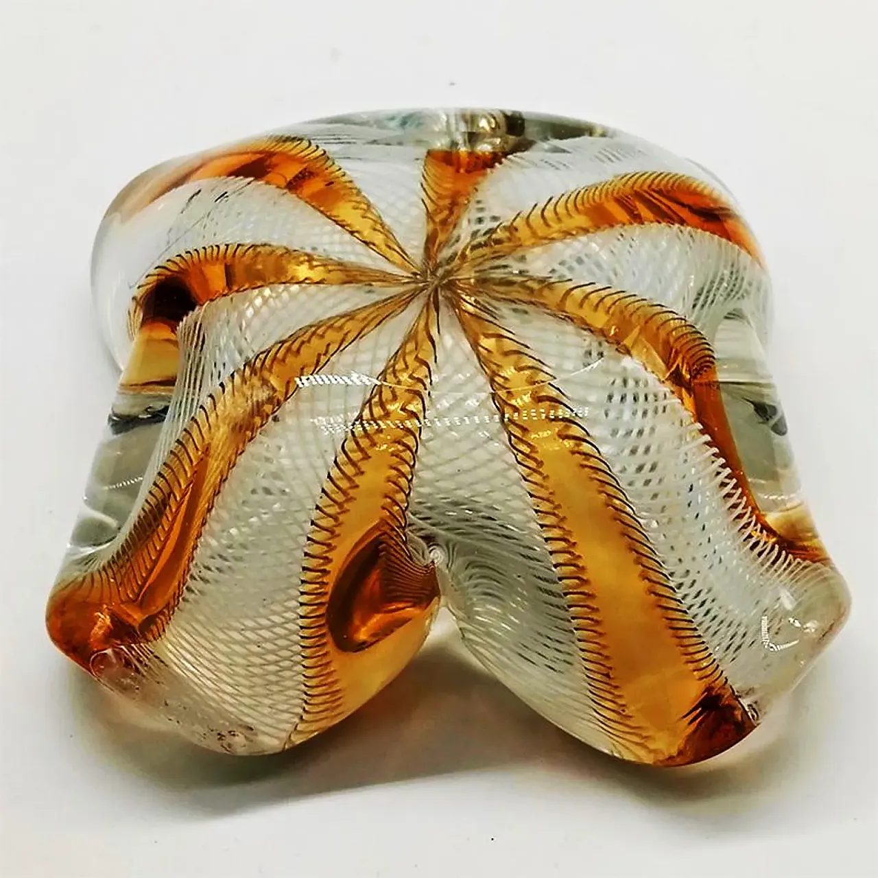 Ashtray in Murano glass with reticello filigree, 1950s 8