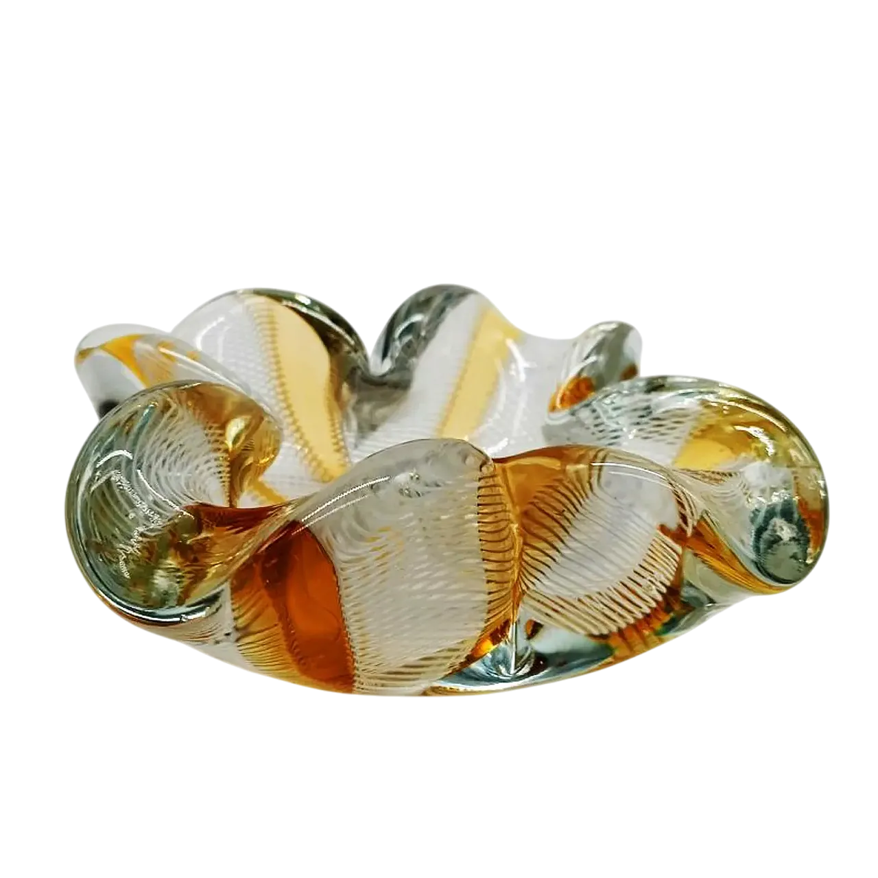 Ashtray in Murano glass with reticello filigree, 1950s 9