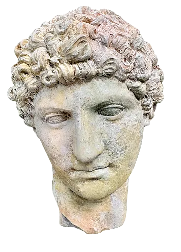 Bust of a young man, stoneware sculpture, 18th century