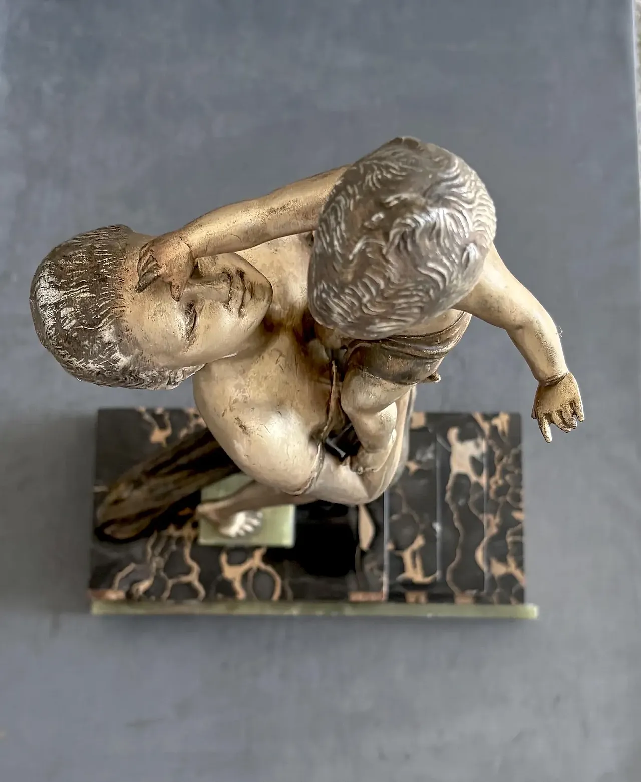 Uriano, Mother and child, bronze and marble sculpture, 1920s 5