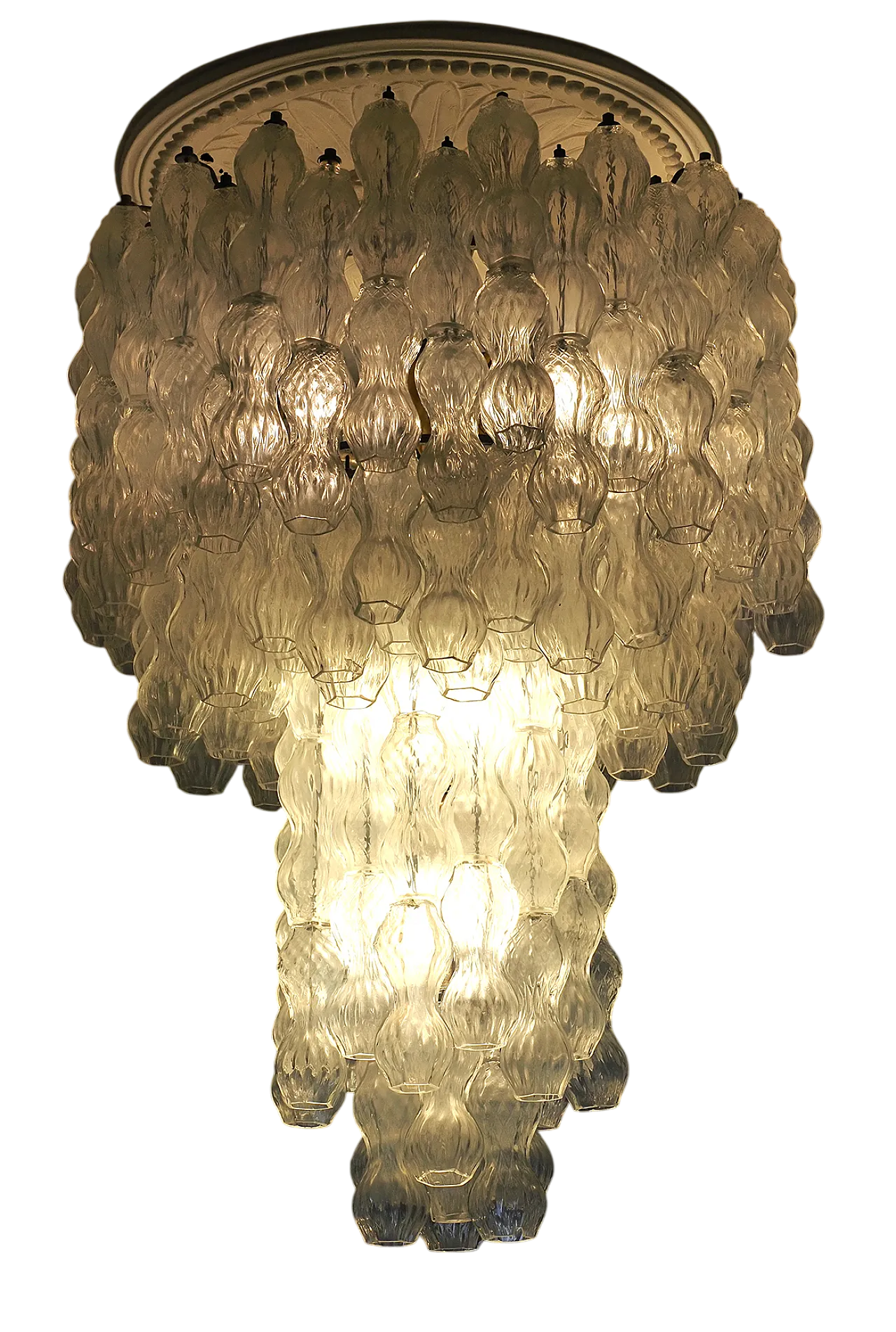 Lampadario a cascata in vetri poliedri di Murano di Seguso, anni '60 2