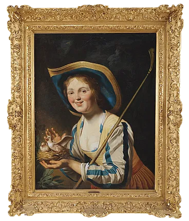 Pastorella con Nido di Uccelli di Gerrit Van Honthorst, '700