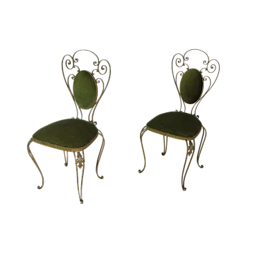 Coppia di sedie in velluto e ferro di Pier Luigi Colli, anni '50