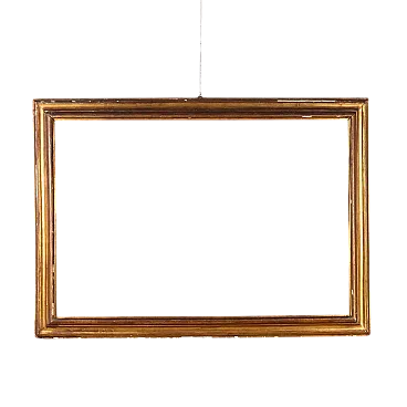 Cornice in legno sagomato di abete con finitura foglia oro, '800