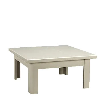 Tavolino in legno laccato bianco con piano quadrato, '900