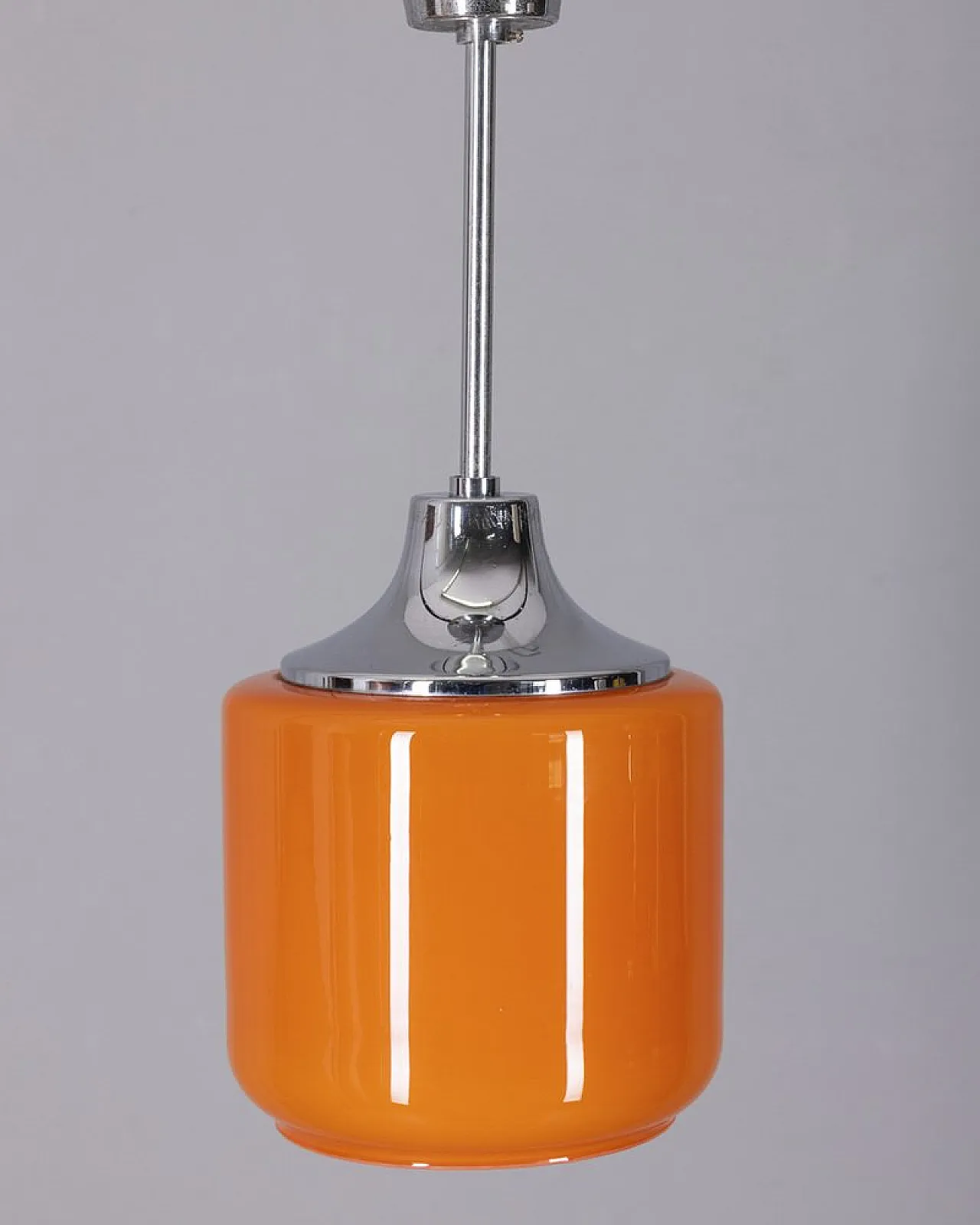 Lampada in metallo e vetro arancione, anni '70 2