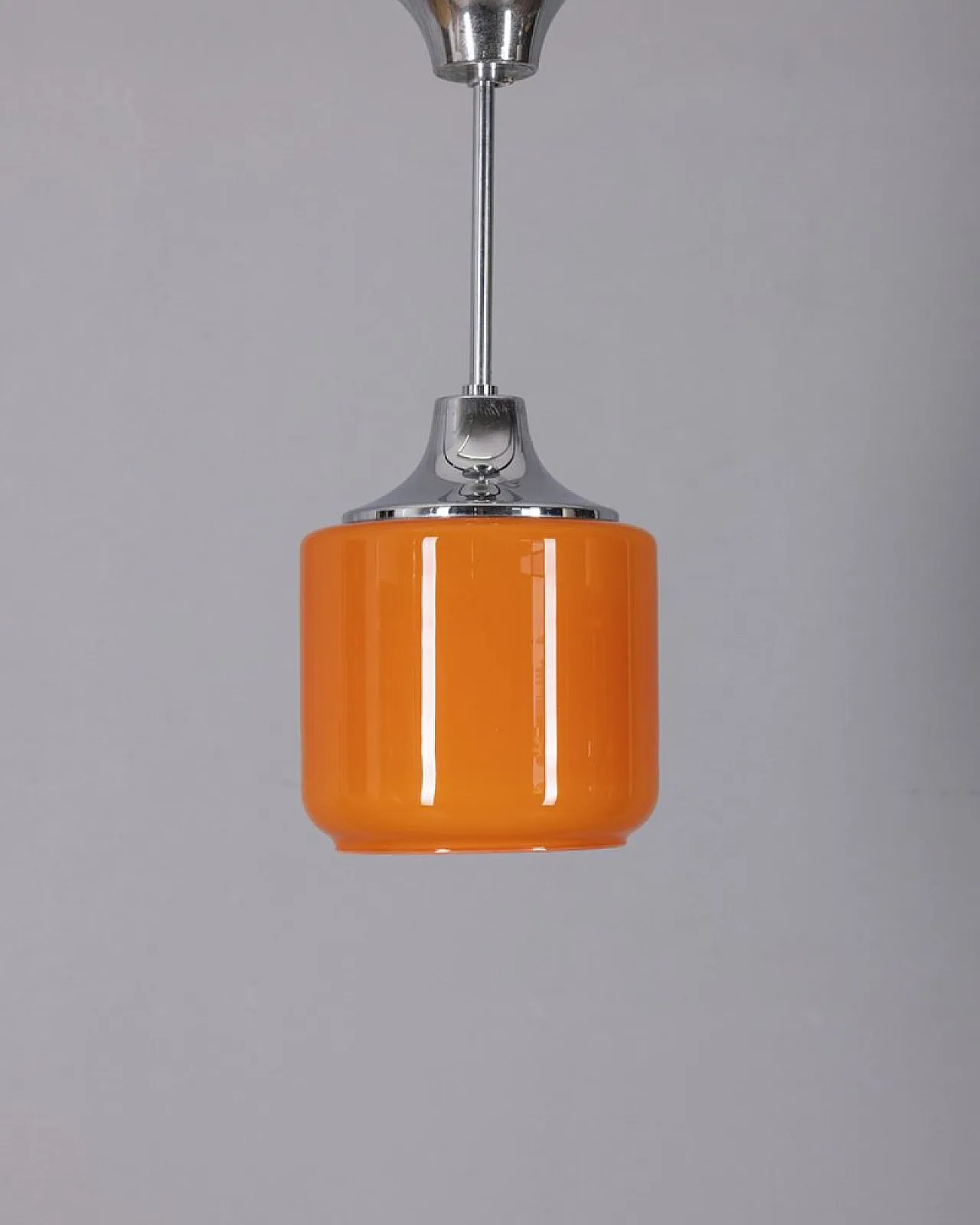 Lampada in metallo e vetro arancione, anni '70 3