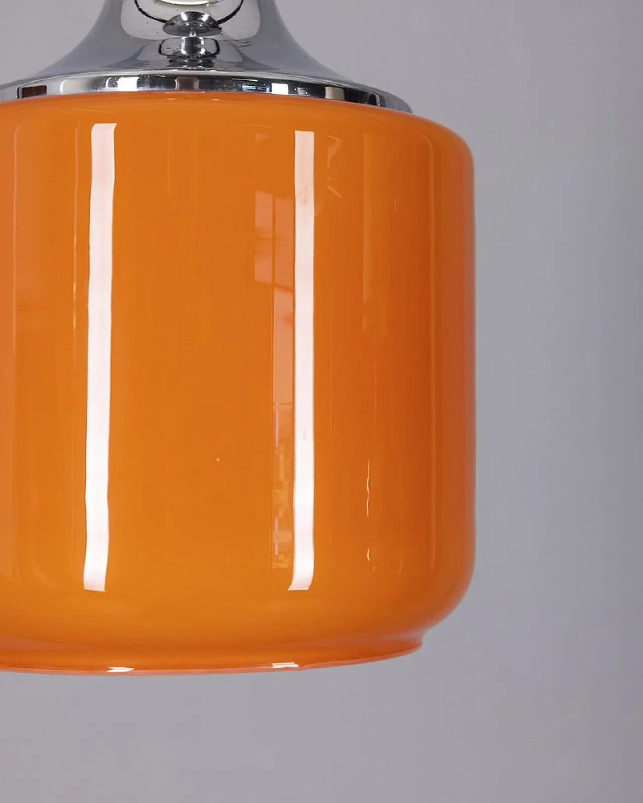 Lampada in metallo e vetro arancione, anni '70 5