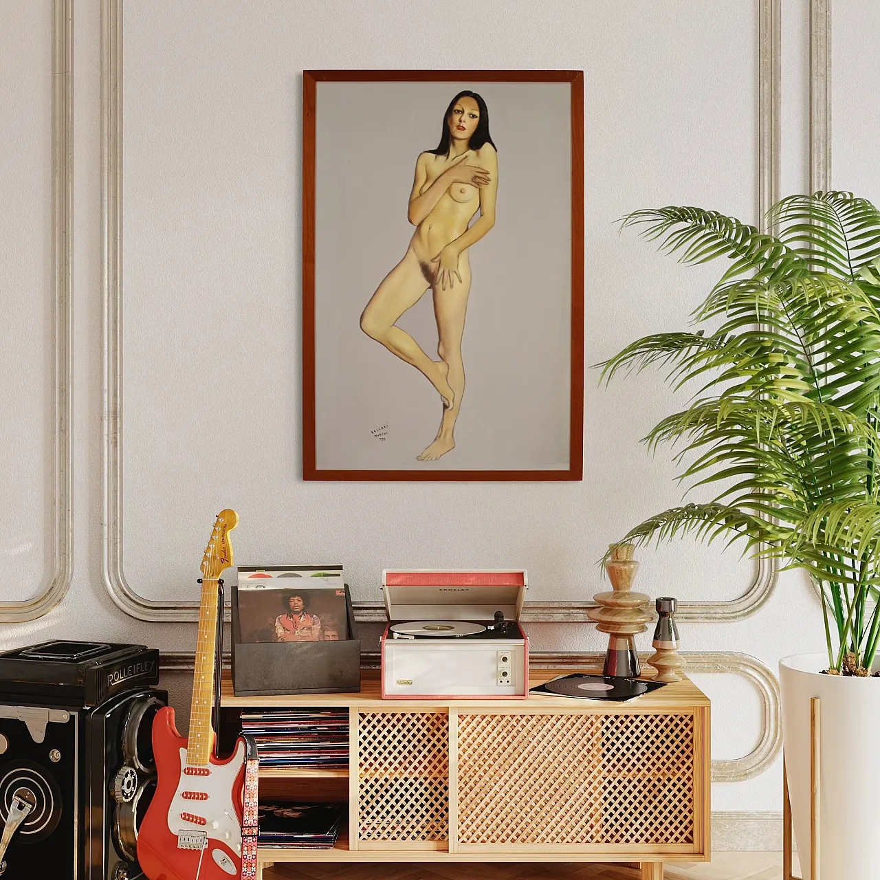 Dipinto nudo femminile firmato Vellani Marchi datato 1970 6