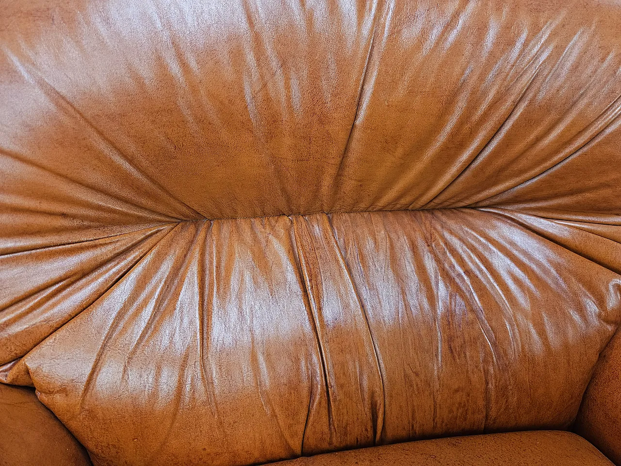Poltrone in pelle cognac,  anni '70 11
