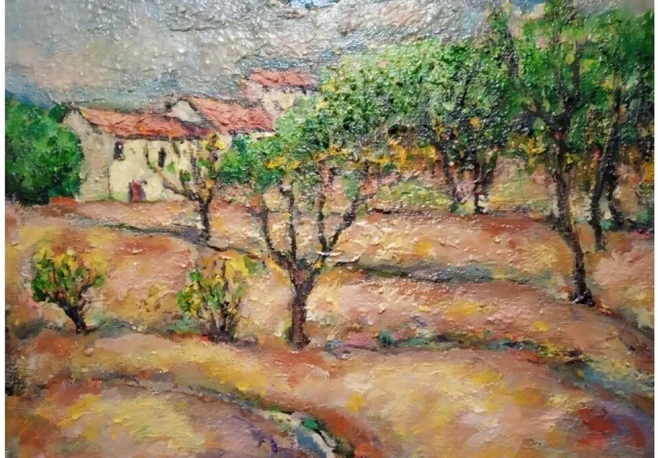 Impressionist oil painting of rural landscapes, 20th century 1