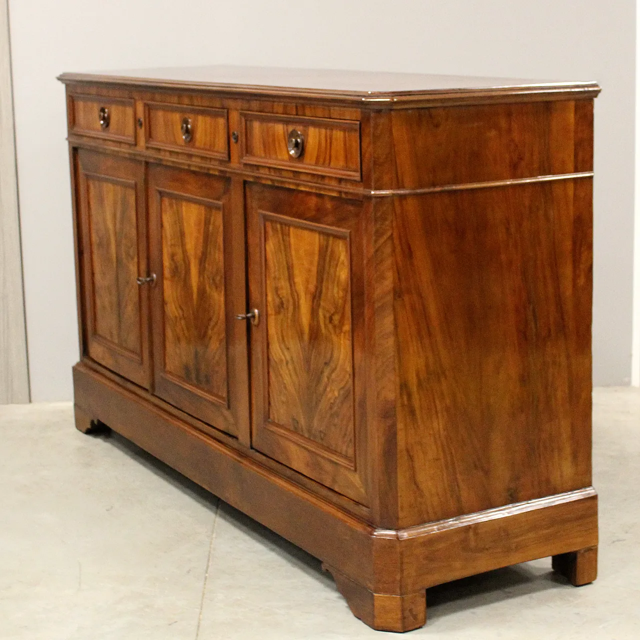 Credenza 3 ante Luigi Filippo in noce '800 3