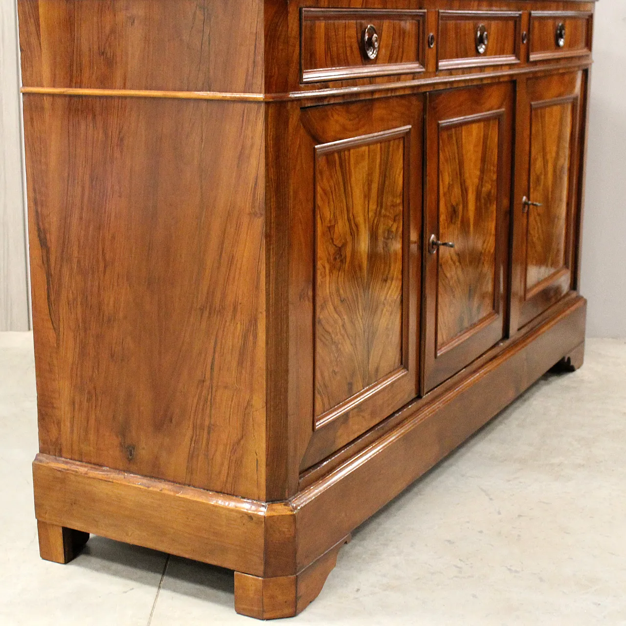 Credenza 3 ante Luigi Filippo in noce '800 7