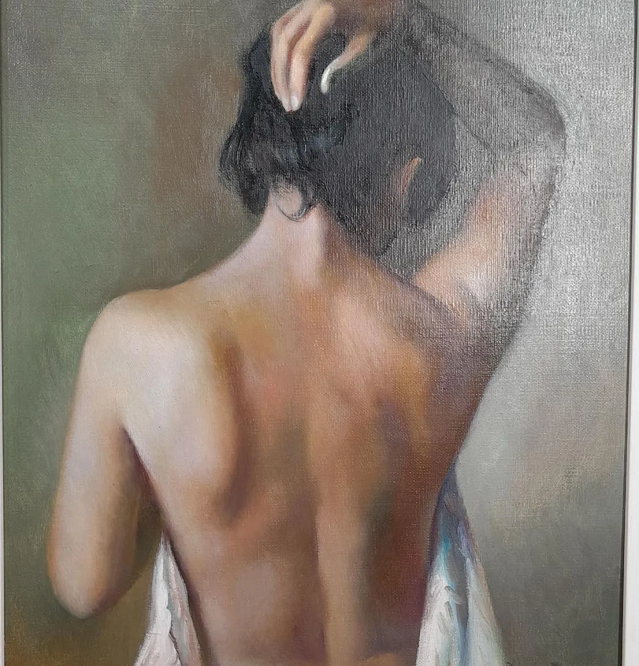 Oil painting, portrait of nude female, 20th century 2