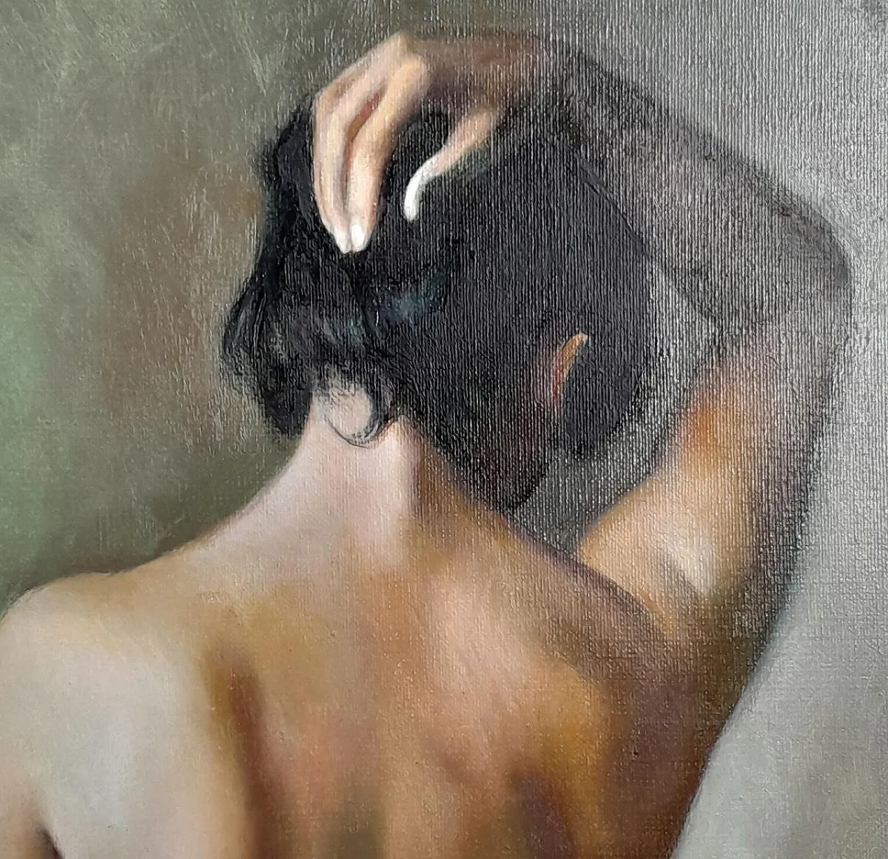 Oil painting, portrait of nude female, 20th century 3