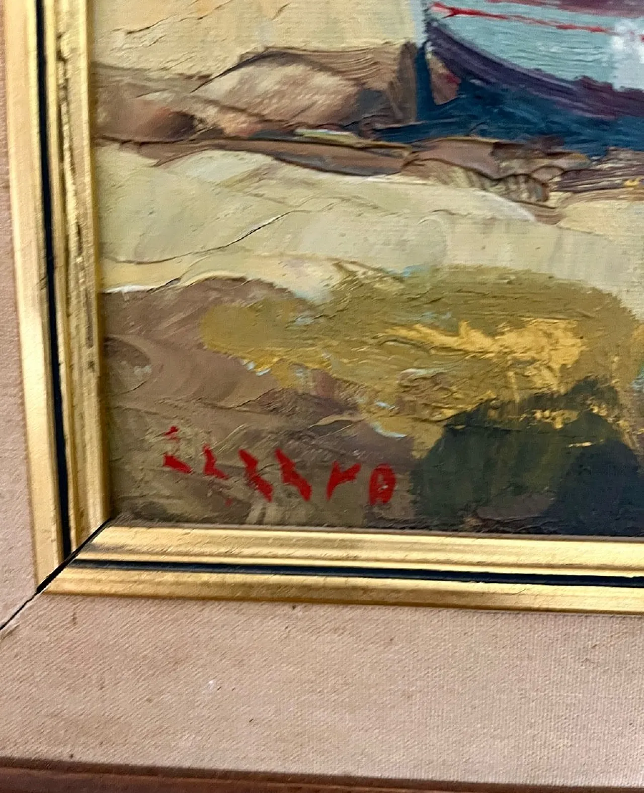 Oil painting, seascape impressionist boats, 20th Century 10