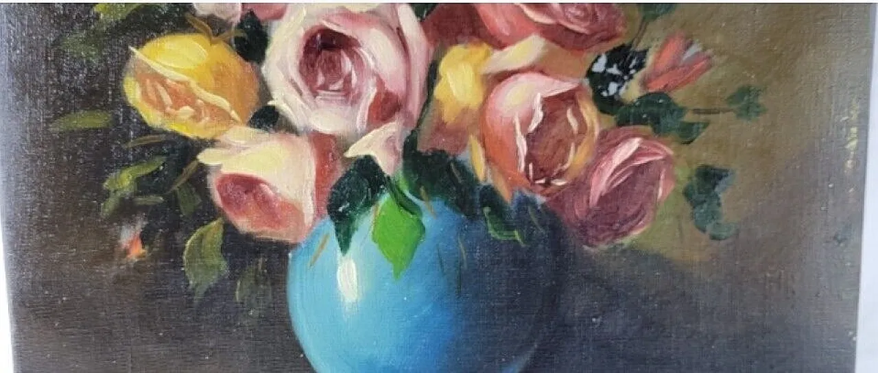 Still life, oil painting, bouquet of pink flowers, 20th century 2