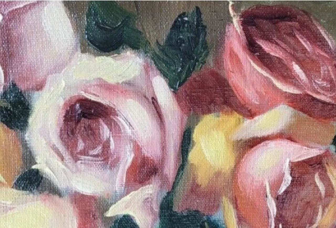 Still life, oil painting, bouquet of pink flowers, 20th century 5