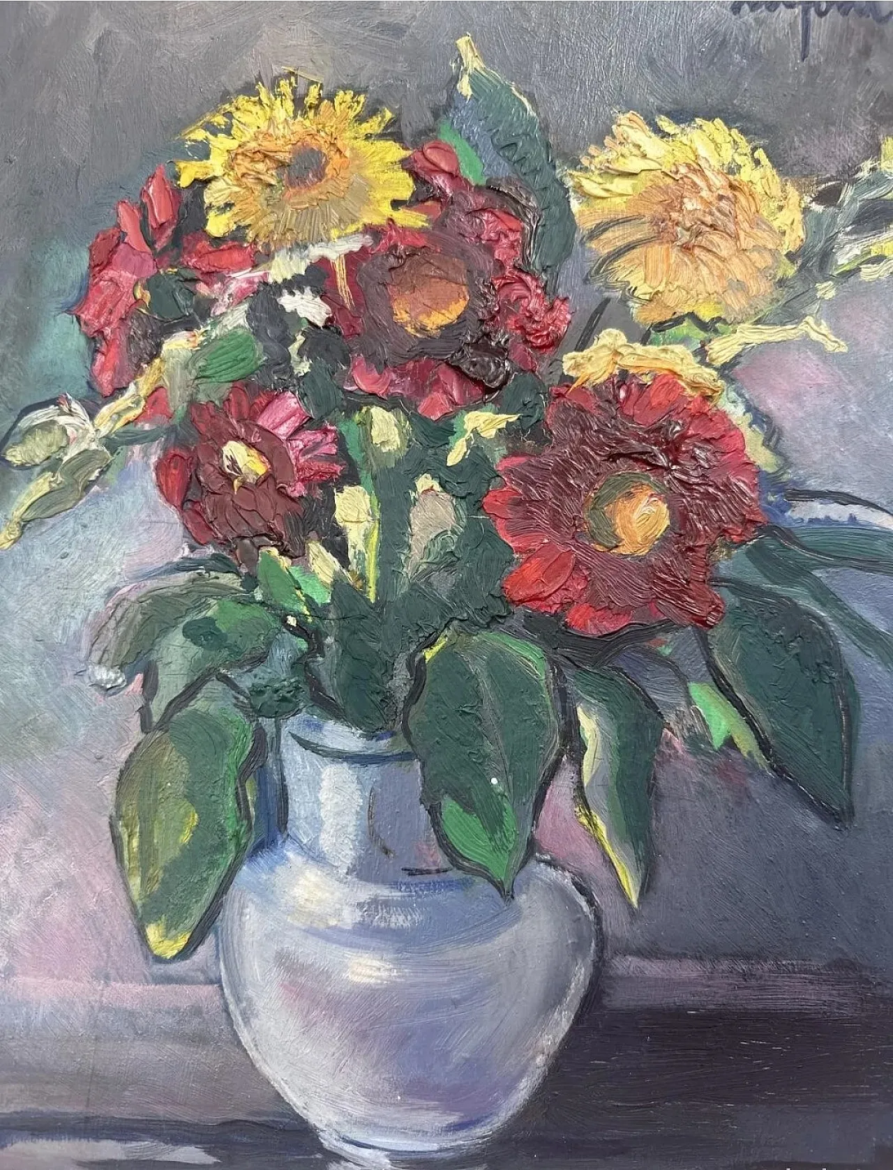 Still life bouquet of flowers, impressionist oil painting,20th century 1