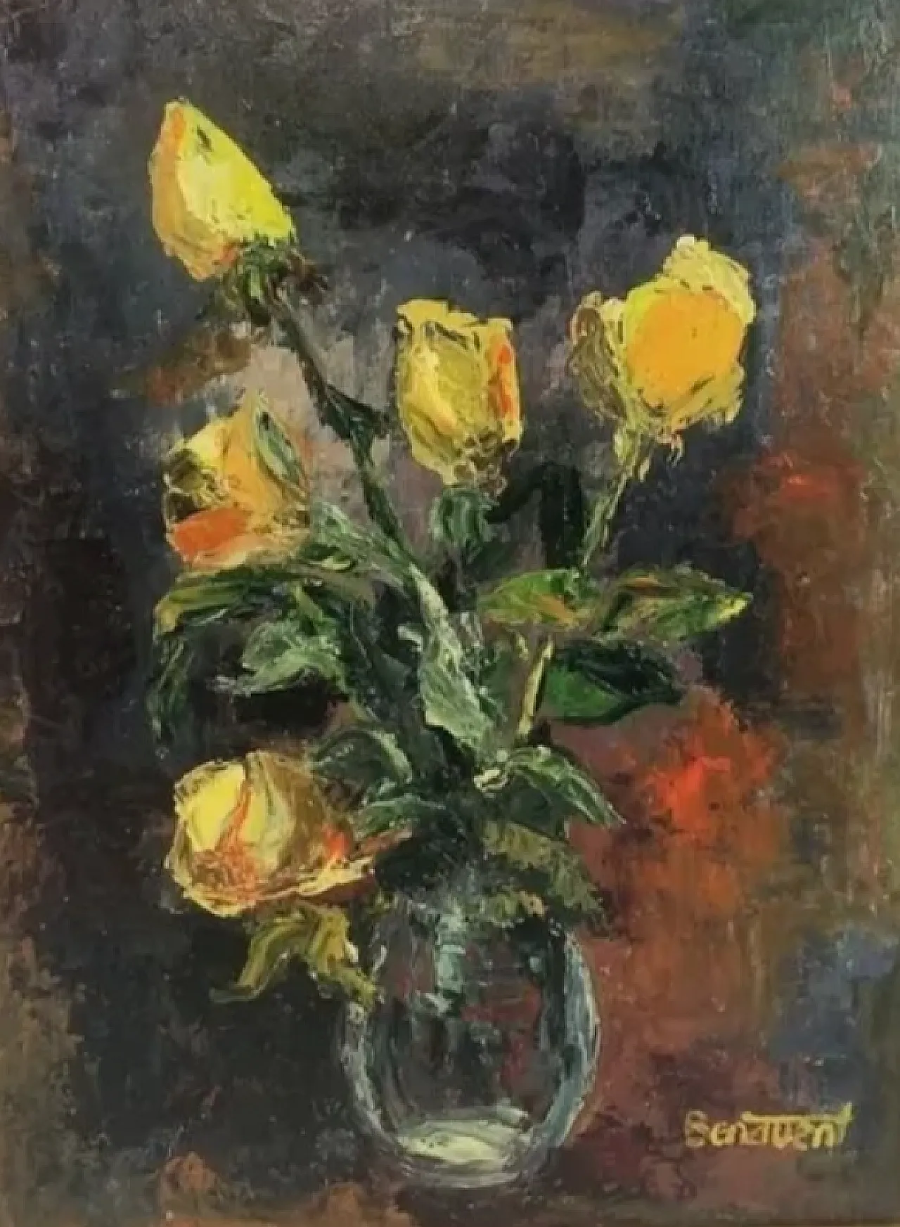 Still life bouquet of flowers, impressionist oil painting,20th century 1