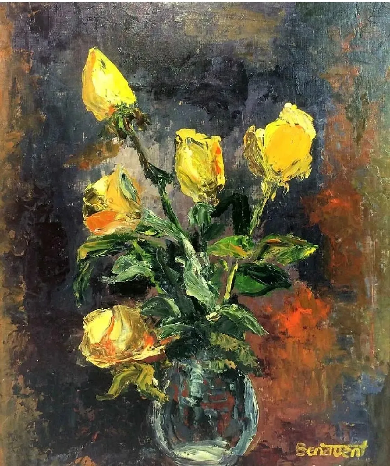 Still life bouquet of flowers, impressionist oil painting,20th century 2
