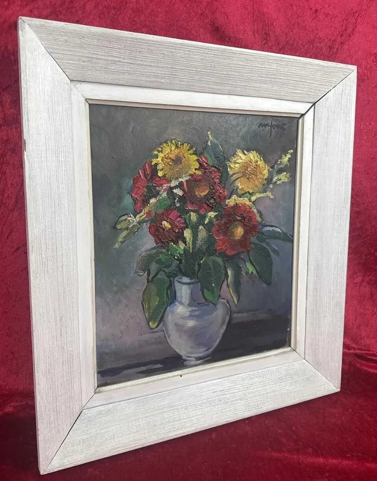 Still life bouquet of flowers, impressionist oil painting,20th century 4