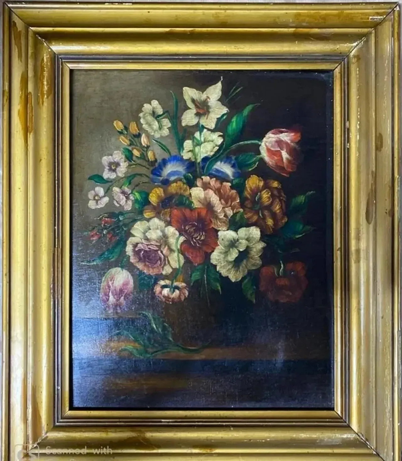 Still life bouquet of flowers, oil painting, 20th century 1