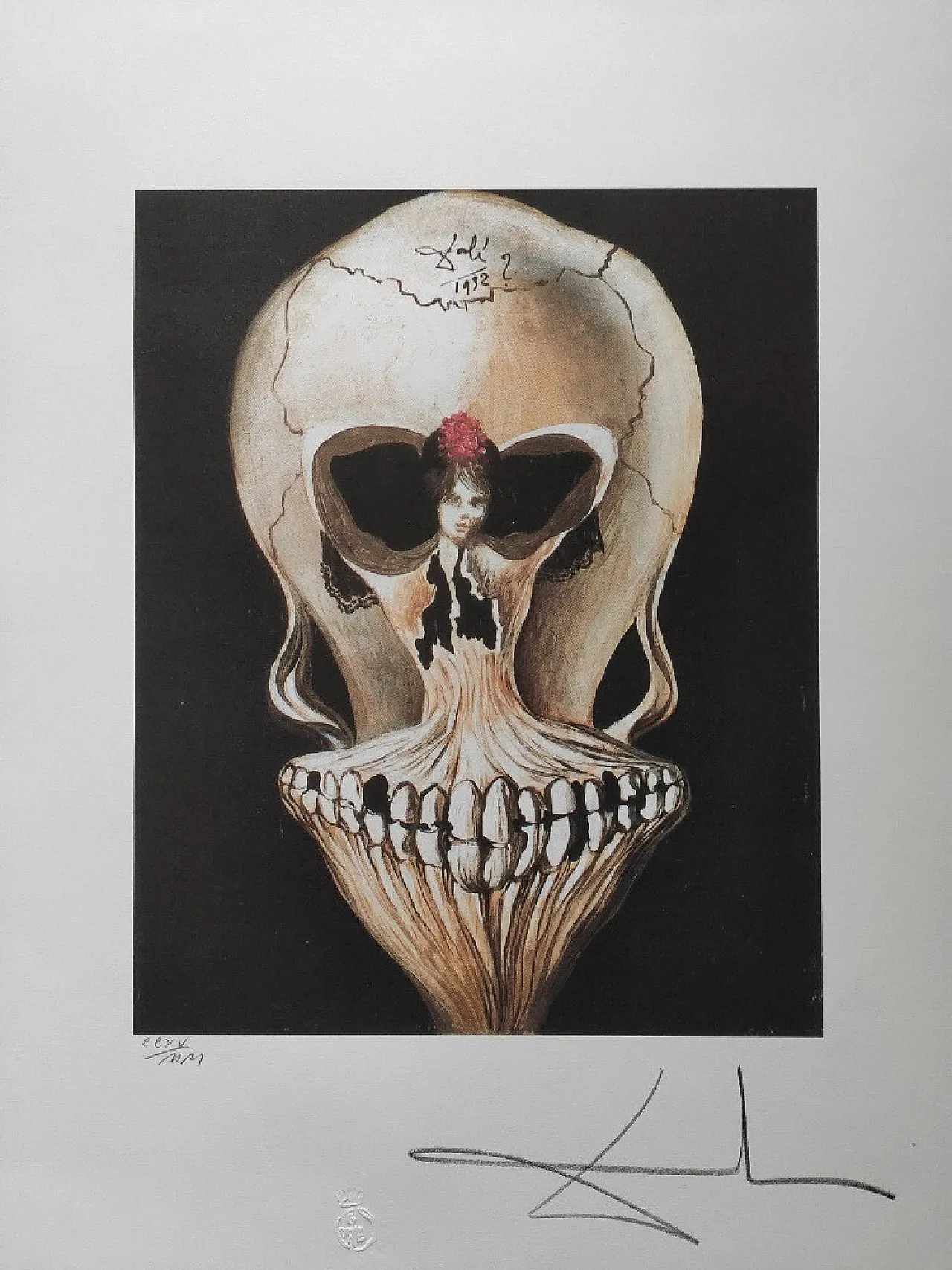 Ballerina in a Death's Head by Salvador Dali, lithograph, 1930s 1