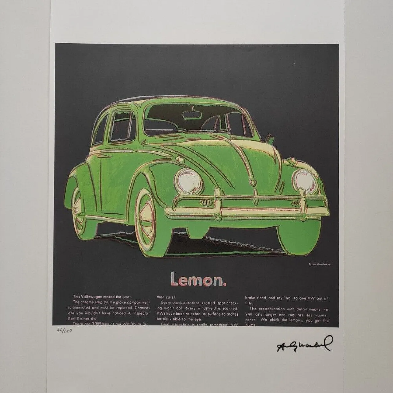 Volkswagen Lemon di Andy Warhol, fine '900 2