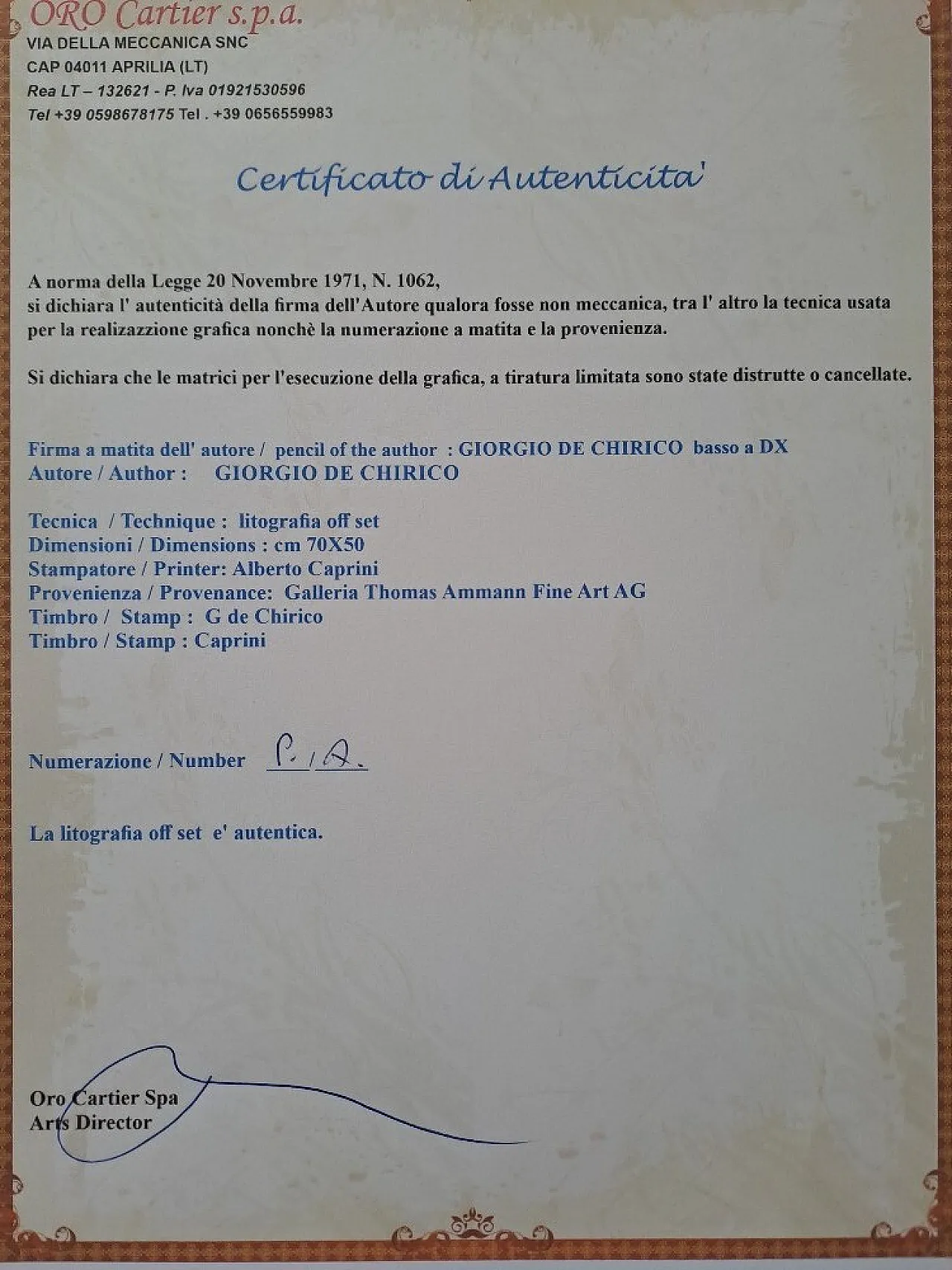 Agamonte di Giorgio De Chirico, '900 7