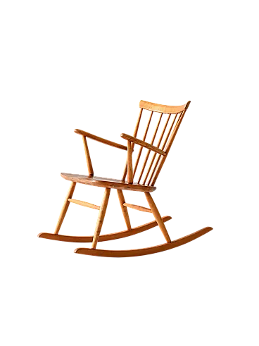 Scandinavian rocking chair in beech and teak, 60s