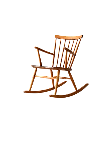 Scandinavian rocking chair in beech and teak, 60s