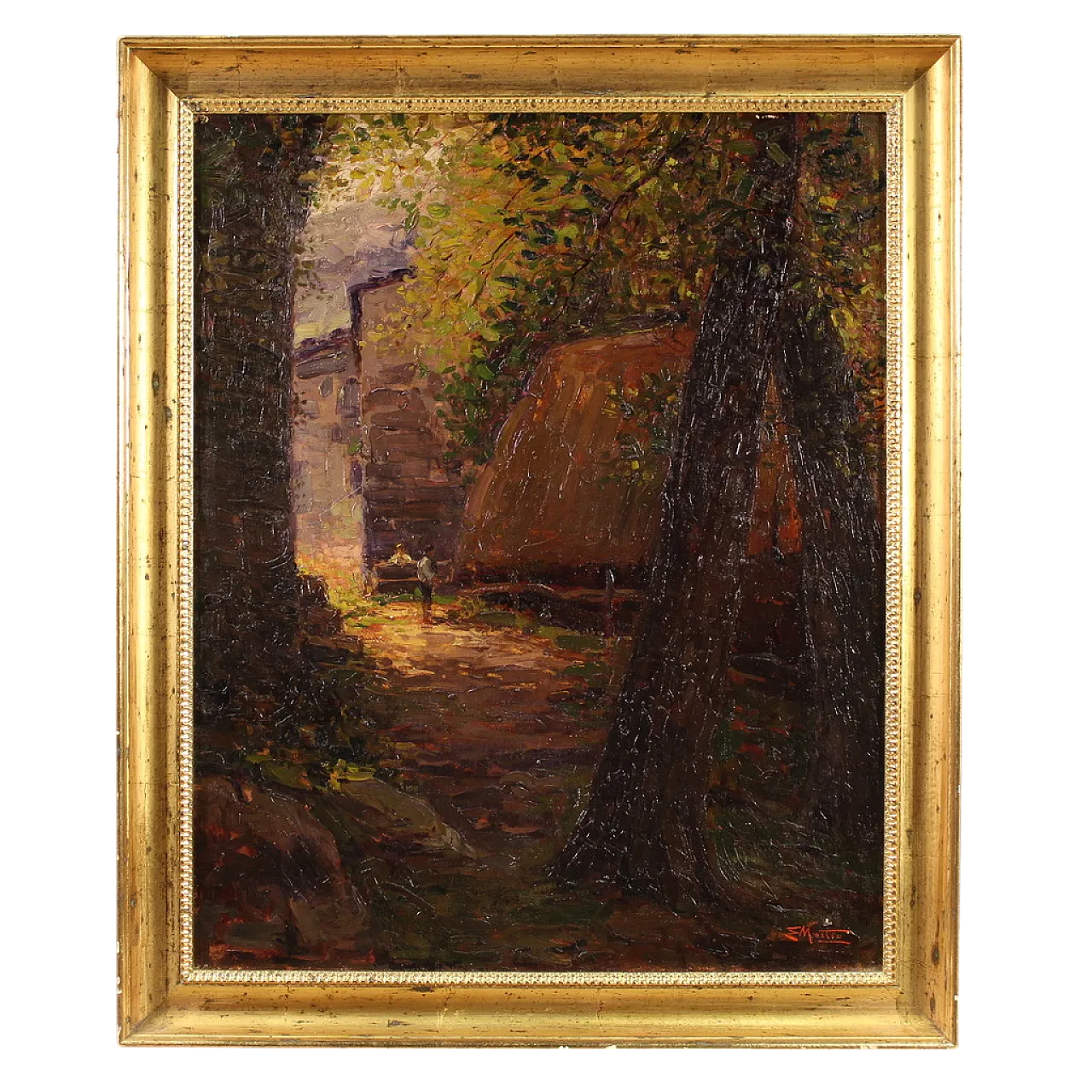 Italian impressionist painting of a countryside view with characters 16