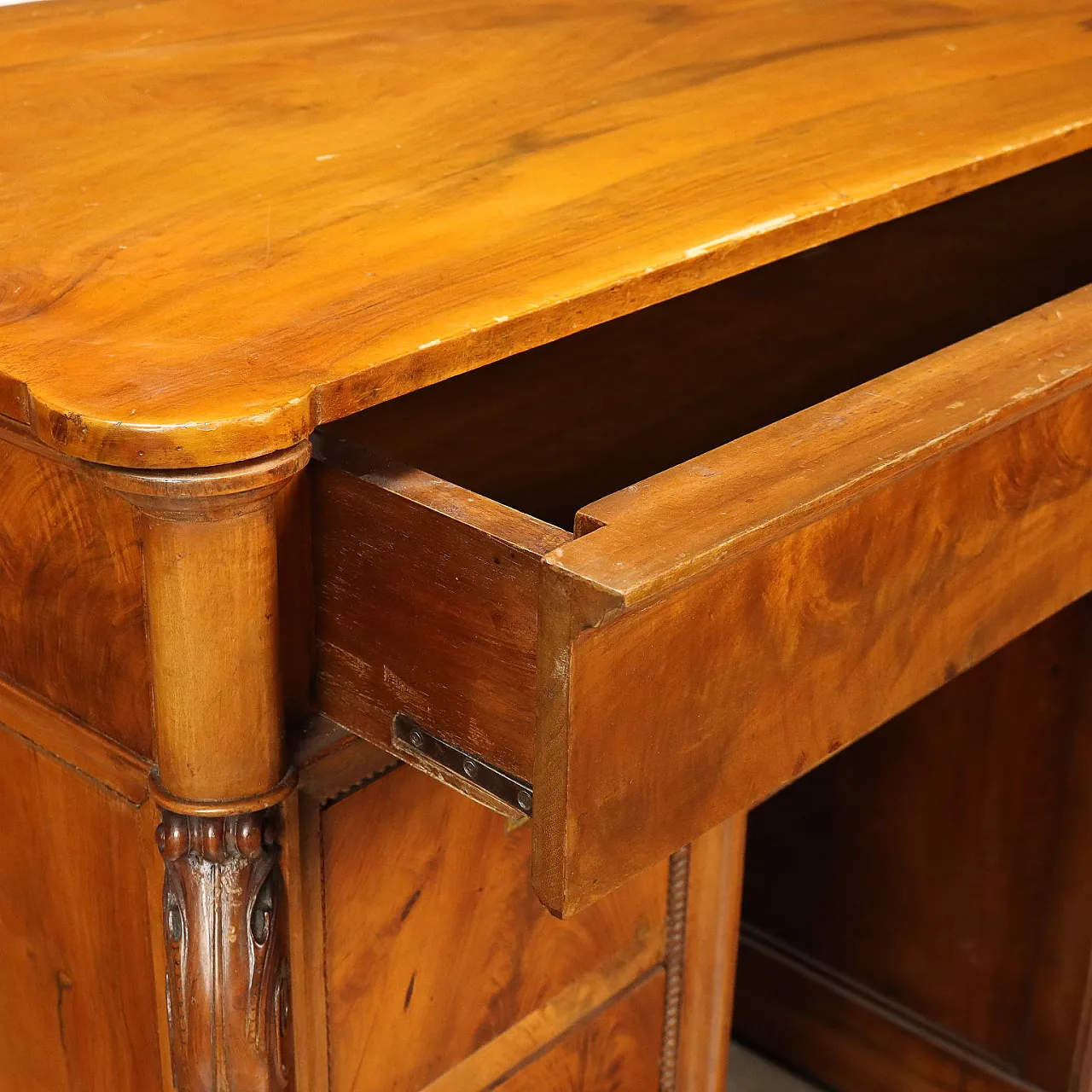 Scrittoio Luigi Filippo in legno con 8 cassetti, '800 5