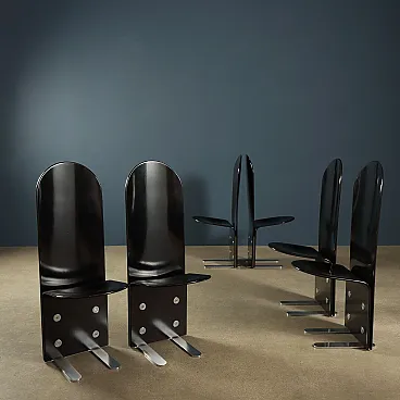 6 Pellicano chairs by Luigi Saccardo for Arrmet, 1980s