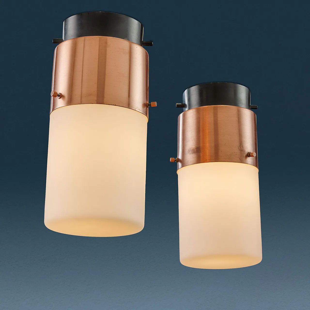 Pair of 1245 Stilnovo ceiling lamps, 1960s 1