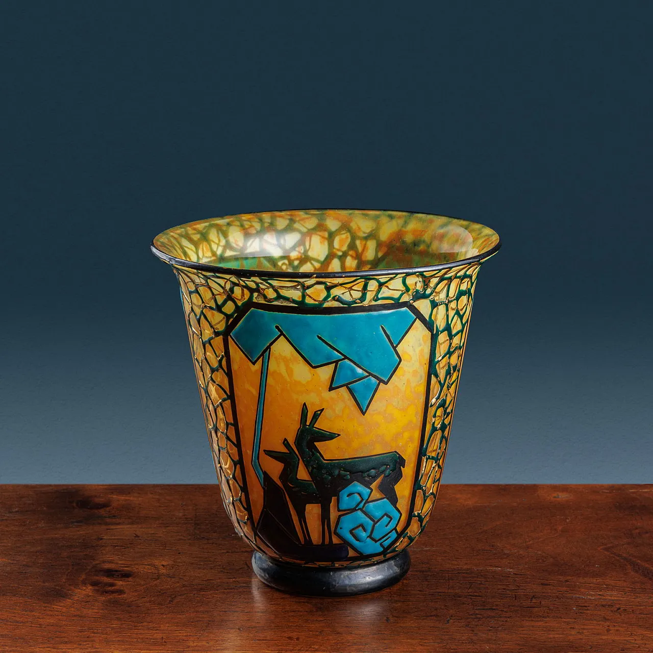 Archer and Deer vase in glass, 20th century 1