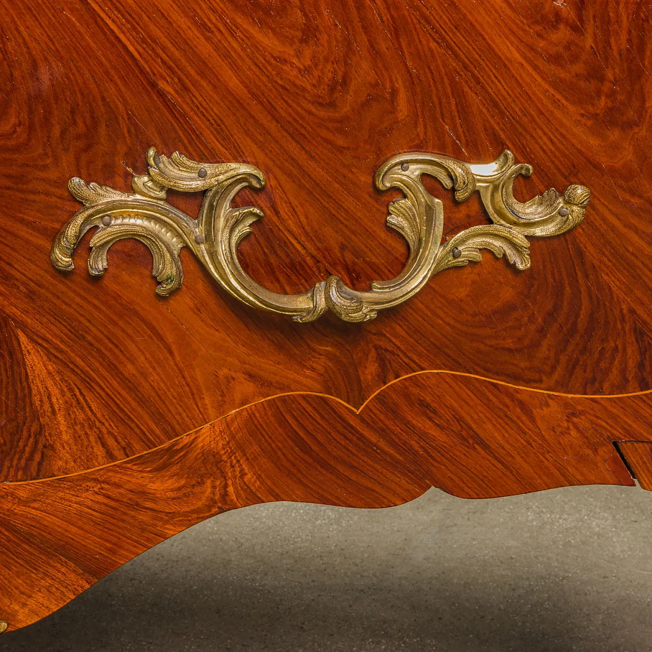 Commode with 2 drawers in bois de rose, marble & bronze, 18th century 7